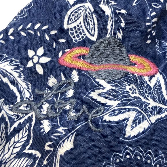 Johnny Was Workshop Linen Embroidered Paperbag Shorts XS Blue Walking Boho W8072 - Picture 10 of 11